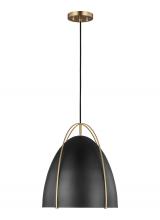 Studio Co. VC 6551701EN3-848 - Norman modern 1-light LED indoor dimmable ceiling hanging single pendant light in satin brass gold f
