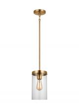 Studio Co. VC 6590301-848 - Zire dimmable indoor 1-light pendant in a satin brass finish with clear glass shade