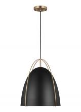 Studio Co. VC 6651701-848 - Norman modern 1-light indoor dimmable large ceiling hanging single pendant light in satin brass gold