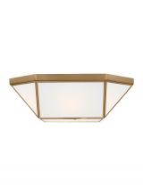 Studio Collection VC 7579452EN3-848 - Morrison modern 2-light LED indoor dimmable ceiling flush mount in satin brass gold finish with smoo
