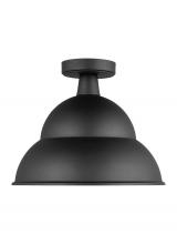 Studio Co. VC 7836701-12 - Barn Light traditional 1-light outdoor exterior Dark Sky compliant round ceiling flush mount in blac