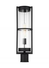 Studio Co. VC 8226701-12 - Alcona transitional 1-light outdoor exterior post lantern in black finish with clear fluted glass sh