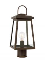 Studio Co. VC 8248401-71 - Founders modern 1-light outdoor exterior post lantern in antique bronze finish with clear glass pane