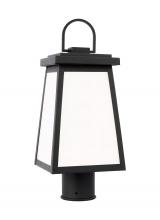 Studio Co. VC 8248401EN3-12 - Founders modern 1-light LED outdoor exterior post lantern in black finish with clear glass panels an