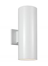 Studio Collection VC 8313802-15 - Outdoor Cylinders transitional 2-light outdoor exterior small wall lantern sconce in white finish wi