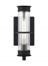Studio Co. VC 8526701EN7-12 - Alcona transitional 1-light LED outdoor exterior small wall lantern in black finish with clear flute