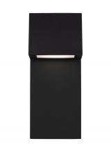Studio Collection VC 8563393S-12 - Rocha modern 1-light LED outdoor small wall lantern in black finish with satin-etched glass panel