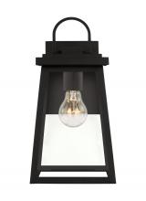 Studio Collection VC 8648401-12 - Founders modern 1-light outdoor exterior medium wall lantern sconce in black finish with clear glass