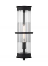 Studio Co. VC 8726701-12 - Alcona transitional 1-light outdoor exterior large wall lantern in black finish with clear fluted gl