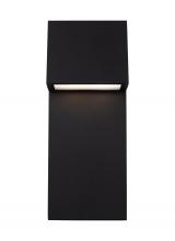 Studio Collection VC 8763393S-12 - Rocha modern 2-light LED outdoor large wall lantern in black finish with satin-etched glass panel