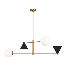 Studio Co. VC AEC1094MBKBBS - Cosmo mid-century modern 4-light indoor dimmable extra large ceiling chandelier in burnished brass g
