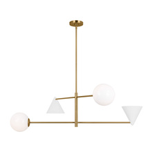 Studio Co. VC AEC1094MWTBBS - Cosmo mid-century modern 4-light indoor dimmable extra large ceiling chandelier in burnished brass g