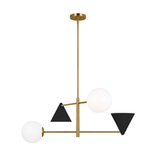 Studio Co. VC AEC1104MBKBBS - Cosmo mid-century modern 4-light indoor dimmable large ceiling chandelier in burnished brass gold fi