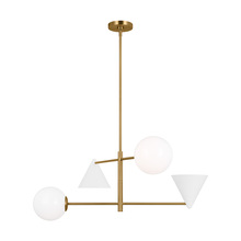 Studio Co. VC AEC1104MWTBBS - Cosmo mid-century modern 4-light indoor dimmable large ceiling chandelier in burnished brass gold fi
