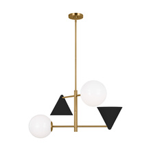 Studio Co. VC AEC1114MBKBBS - Cosmo mid-century modern 4-light indoor dimmable medium ceiling chandelier in burnished brass gold f