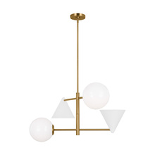Studio Co. VC AEC1114MWTBBS - Cosmo mid-century modern 4-light indoor dimmable medium ceiling chandelier in burnished brass gold f