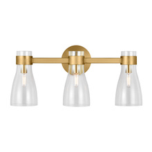 Studio Co. VC AEV1003BBS - Moritz mid-century modern 3-light indoor dimmable bath vanity wall sconce in burnished brass gold fi
