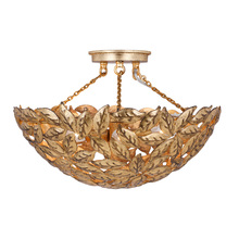 Studio Co. VC AF1173ADB - Kelan traditional dimmable indoor 3-light semi flush mount in an antique gild finish with antique gi