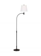 Visual Comfort & Co. Studio Collection CT1241AI1 - Belmont casual 1-light indoor extra large task floor lamp in aged iron finish with white linen fabri