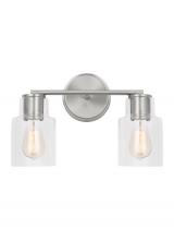 Studio Co. VC DJV1002BS - Sayward Transitional 2-Light Bath Vanity Wall Sconce in Brushed Steel Silver Finish