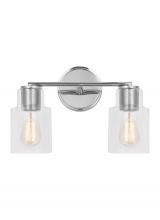 Studio Co. VC DJV1002CH - Sayward Transitional 2-Light Bath Vanity Wall Sconce in Chrome Finish With Clear Glass Shades
