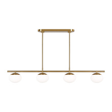 Studio Co. VC EC1276BBS - Lune modern large indoor dimmable 6-light linear chandelier in a burnished brass finish and milk whi