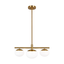 Studio Co. VC EF1063BBS - Lune modern indoor dimmable 3-light semi-flush mount in a burnished brass finish and milk white glas