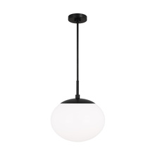 Studio Co. VC EP1341AI - Lune modern mid-century large indoor dimmable 1-light pendant in an aged iron finish and milk white