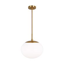 Studio Co. VC EP1341BBS - Lune modern mid-century large indoor dimmable 1-light pendant in a burnished brass finish and milk w
