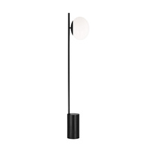Studio Co. VC ET1361AI1 - Lune mid-century indoor dimmable 1-light floor lamp in an aged iron finish with a milk white glass s