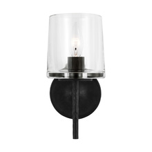 Studio Co. VC EV1001AI - Marietta industrial indoor dimmable 1-light wall sconce in an aged iron finish with a clear glass sh