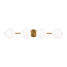 Studio Co. VC EV1014BBS - Lune mid-century indoor dimmable 4-light vanity in a burnished brass finish with a milk white glass
