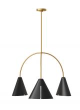 Studio Co. VC KC1113MBKBBS-L1 - Cambre modern 3-light integrated LED indoor dimmable large ceiling chandelier in burnished brass gol