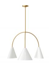 Studio Co. VC KC1113MWTBBS-L1 - Cambre modern 3-light integrated LED indoor dimmable large ceiling chandelier in burnished brass gol
