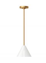 Studio Co. VC KP1121MWTBBS-L1 - Cambre modern 1-light integrated LED indoor dimmable small ceiling hanging pendant in burnished bras