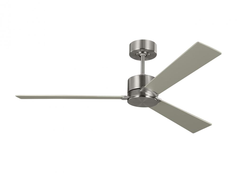 Rozzen 52" Indoor/Outdoor Brushed Steel Ceiling Fan with Remote Control