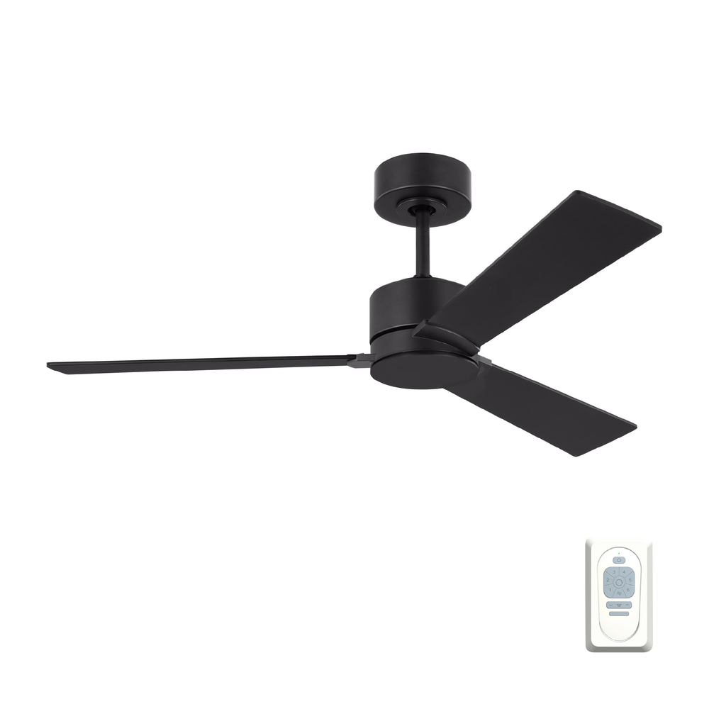 Rozzen 44" Indoor/Outdoor Midnight Black Ceiling Fan with Remote Control
