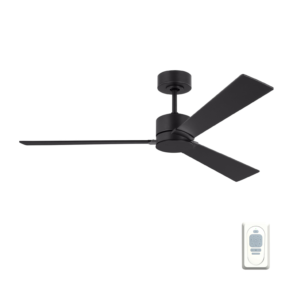 Rozzen 52" Indoor/Outdoor Midnight Black Ceiling Fan with Remote Control