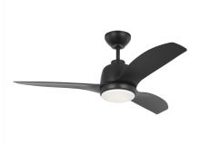 VC Monte Carlo Fans 3AVLCR44MBKD - Avila Coastal 44 LED Ceiling Fan in Midnight Black with Midnight Blades and Light Kit