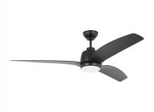 VC Monte Carlo Fans 3AVLCR60MBKD - Avila Coastal 60 LED Ceiling Fan in Midnight Black with Midnight Black Blades and Light Kit
